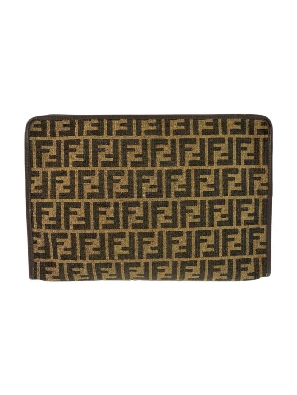 Fendi Vintage Zucca Brown Canvas Clutch Bag